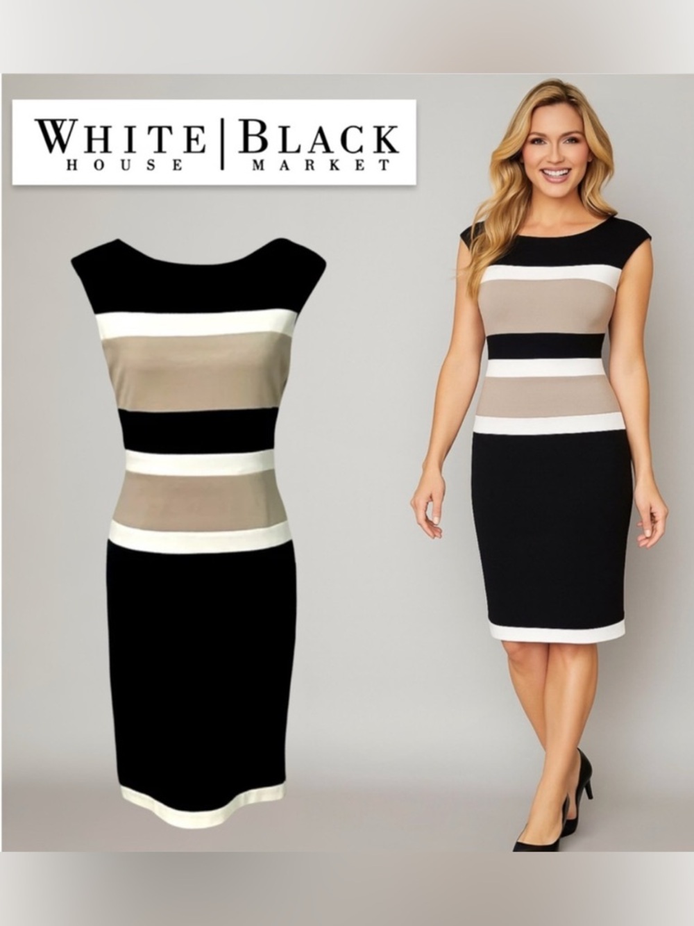 White House Black Market Women's Colorblock Sheath Striped Dress